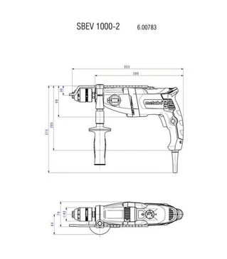 Дриль ударний Metabo SBEV 1000-2 Futuro Plus, 1010 Вт, кейс (600783500)