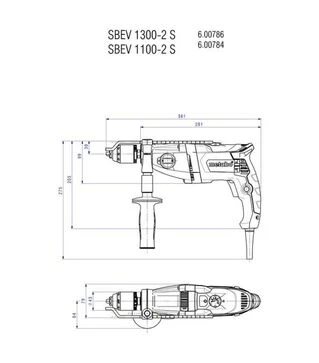 Дриль ударний Metabo SBEV 1300-2 S Futuro Plus, 1300 Вт, кейс (600786500)