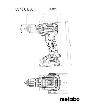Дрель-шуруповерт аккумуляторный Metabo BS 18 L BL Quick, без АКБ и ЗУ (613156840)