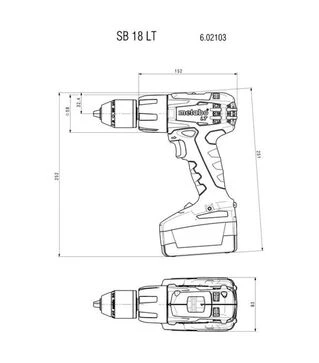 Дрель-шуруповерт ударная аккумуляторная Metabo SB 18 LT, 18 В, кейс (602103500)
