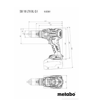Дрель-шуруповерт ударная аккумуляторная Metabo SB 18 LTX BL Q I, 18 В, кейс (602361650)