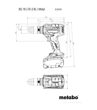 Дриль-шуруповерт акумуляторний Metabo BS 18 LTX-3 BL I Metal, кейс (603181660)