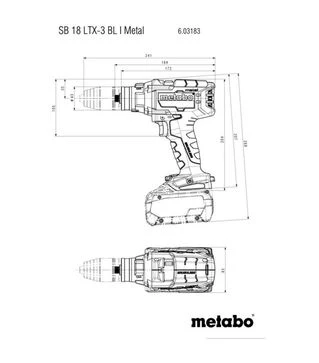 Дрель-шуруповерт ударная аккумуляторная Metabo SB 18 LTX-3 BL I Metal, без АКБ и ЗУ (603183850)