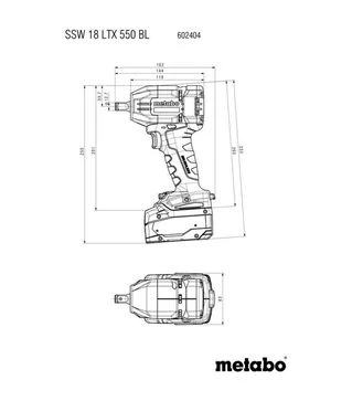 Гайковерт ударний акумуляторний Metabo SSW 18 LTX 550 BL, 2x5,2 А*Год, кейс (602404650)