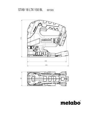 Електролобзик акумуляторний Metabo STAB 18 LTX 150 BL, без АКБ та ЗП (601503850)