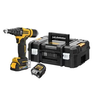 Заклепувальний пістолет акумуляторний DeWALT DCF403E1GT, XR PowerStack GFN 18 В, 1,7 А*год, 10 кН