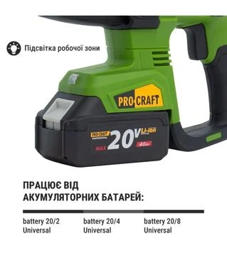 Перфоратор акумуляторний Procraft PHA-40 без АКБ та ЗП (030040)