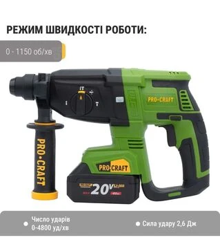 Перфоратор акумуляторний Procraft PHA-40 в кейсі (030043)