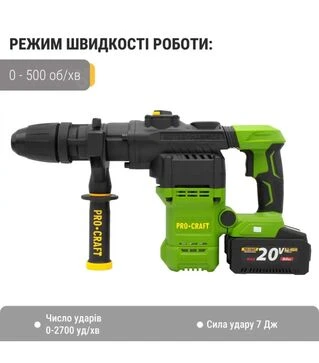 Перфоратор акумуляторний Procraft PHA-50 в кейсі (030050)