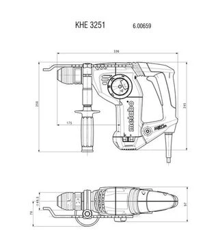 Перфоратор комбінований Metabo KHE 3251, SDS-Plus, 800 Вт, кейс (600659000)