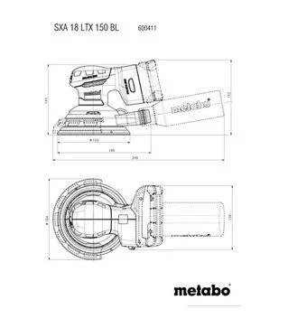 Шлифмашина эксцентриковая аккумуляторная Metabo SXA 18 LTX 150 BL, без АКБ и ЗУ (600411850)