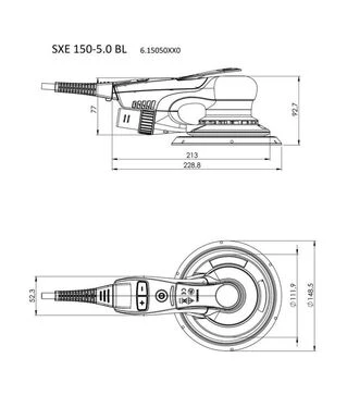 Шліфмашина ексцентрикова Metabo SXE 150-5,0 BL, 350 Вт, 150 мм, metaBOX (615050700)