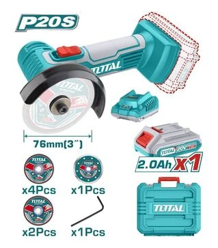 Кутова шліфмашина акумуляторна TOTAL TAGLI76012, 20В (TAGLI76012)