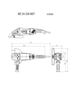 Кутова шліфмашина Metabo WE 24-230 MVT, 2400 Вт, плавний пуск (606469000)
