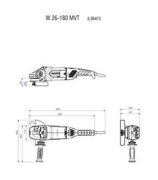 Кутова шліфмашина Metabo W 26-180 MVT, 2600 Вт (606473000)