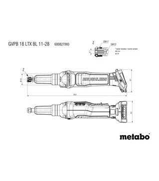 Пряма шліфмашина акумуляторна Metabo GVPB 18 LTX BL 11-28, 18 В, без АКБ та ЗП (600827850)
