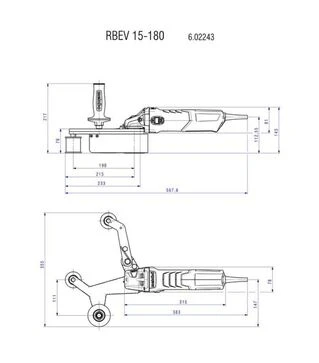 Шліфмашина стрічкова для труб Metabo RBE 15-180 Set, 1550 Вт, 180 мм + набір аксесуарів (602243500)
