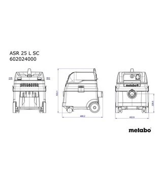 Пылесос строительный Metabo ASR 25 L SC, 1400 Вт (602024000)