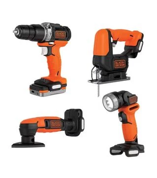 Набор аккумуляторных инструментов BLACK+DECKER BDCK123S2S, BDCHD12S1 + BDCJS12N + BDCDS12N + BDCCF12N, сумка (BDCK123S2S)