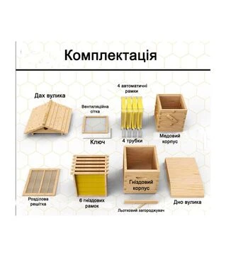 Улей автоматический &laquo;Мини&raquo;, 2 корпуса, на 4 автоматические рамки, ключ для слива (ABH002)