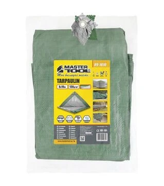 Тент универсальный Mastertool 8х10 м 130 г/м&sup2;, двусторонний, зеленый/серебристый (89-1810)