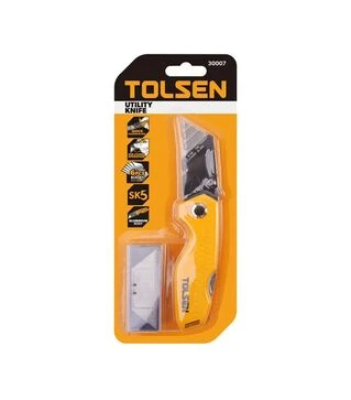 Ніж складний Tolsen алюмінієвий, 5 лез трапеція SK5 (30007)