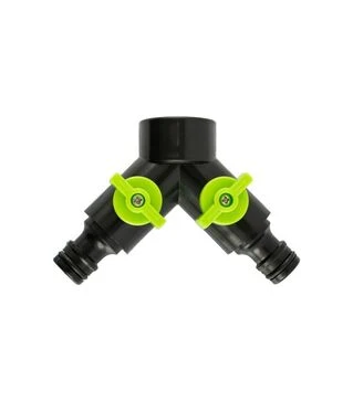 Распределитель двухканальный MASTERTOOL Y-type с регулировочными вентилями 1/2"-3/4" ВР (92-9327)