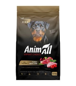 Полнорационный сухой корм для собак больших пород AnimAll Expert Choice со свежей индейкой и ягненком, 12 кг