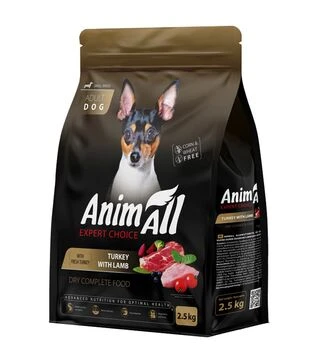 Повнораціонний cухий корм для собак дрібних порід AnimAll Expert Choice зі свіжою індичкою та ягням, 2,5 кг