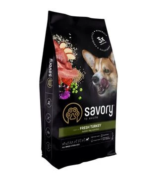 Сухий корм для стерилізованих собак Savory All Breed Sterilised зі свіжою індичкою, 12 кг