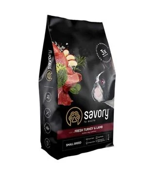 Сухой корм для собак мелких пород Savory Small Breed со свежим ягненком и индейкой, 8 кг
