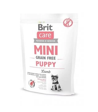 Беззерновой сухой корм для щенков мелких пород Brit Care Grain Free Mini Puppy с ягненком, 400 г