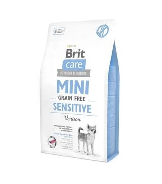 Беззерновой сухой корм для собак мелких пород Brit Care Grain Free Mini Sensitive для чувствительного пищеварения, с олениной, 2 кг