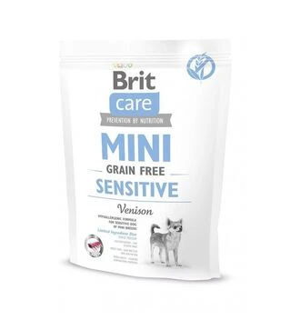 Беззерновой сухой корм для собак мелких пород Brit Care Grain Free Mini Sensitive для чувствительного пищеварения, с олениной, 400 г