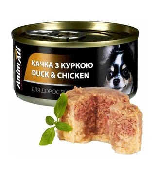 Беззерновой влажный корм для собак AnimAll с уткой и курицей, 85 г