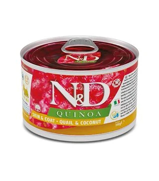 Влажный корм для собак Farmina N&amp;D Quinoa Skin&amp;Coat при пищевой аллергии, с перепелом, киноа, кокосом и куркумой, 140 г