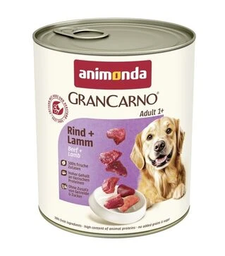 Беззерновий вологий корм для собак Animonda GranCarno Adult з яловичиною та ягням, 800 г