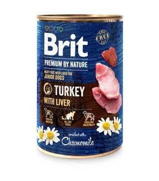 Беззерновий вологий корм для собак Brit Premium by Nature з індичкою та індичою печінкою, 400 г
