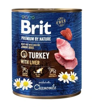 Беззерновий вологий корм для собак Brit Premium by Nature з індичкою та індичою печінкою, 800 г