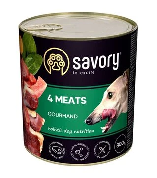 Вологий корм для собак Savory Dog Gourmand паштет з чотирма видами м'яса, 800 г