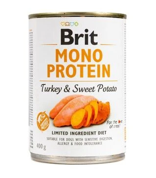 Влажный корм для собак Brit Mono Protein с индейкой и бататом, 400 г