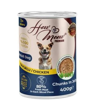 Полнорационный влажный корм для собак How Meow Dog с курицей, 400 г