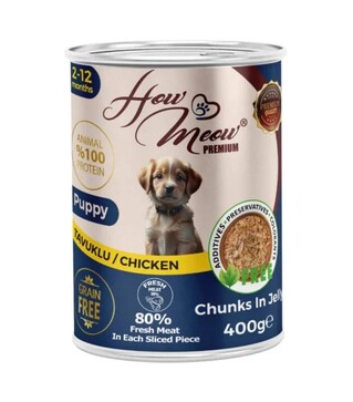 Полнорационный влажный корм для щенков How Meow Puppy с курицей, 400 г