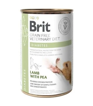 Лечебный влажный корм для собак Brit VetDiets GF Diabetes при сахарном диабете, с ягненком и зеленым горошком, 400 г