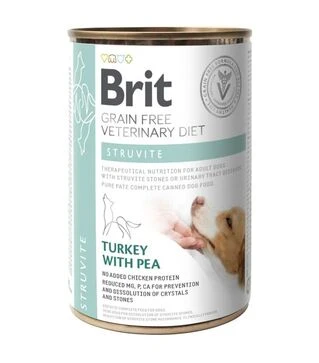 Лікувальний вологий корм для собак Brit VetDiets GF Struvite при сечокам&rsquo;яній хворобі, з індичкою та горохом, 400 г