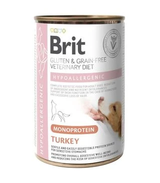 Лечебный влажный корм для собак Brit VetDiets Hypoallergenic при пищевой аллергии, с индейкой, 400 г