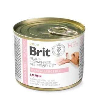 Лечебный влажный корм для собак Brit VetDiets Hypoallergenic при пищевой аллергии, с лососем, 200 г