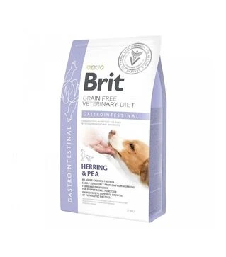 Лечебный сухой корм для собак Brit VetDiets GF Gastrointestinal при нарушениях пищеварения, с сельдью, лососем и горохом, 2 кг