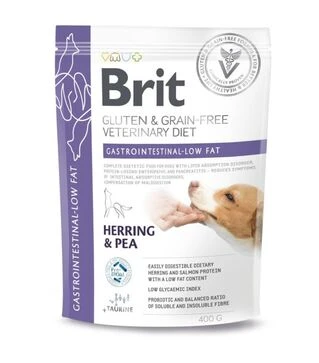 Лечебный сухой корм для собак Brit VetDiets Gastrointestinal Low Fat при нарушениях пищеварения, с сельдью, 400 г
