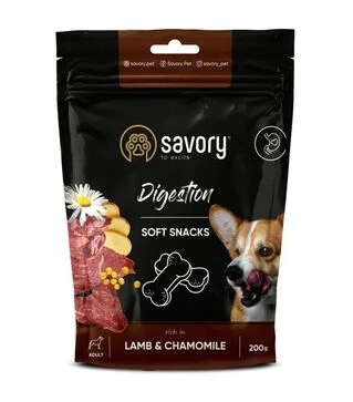 М&rsquo;які ласощі для собак Savory Digestion для покращення травлення, з ягням та ромашкою, 200 г